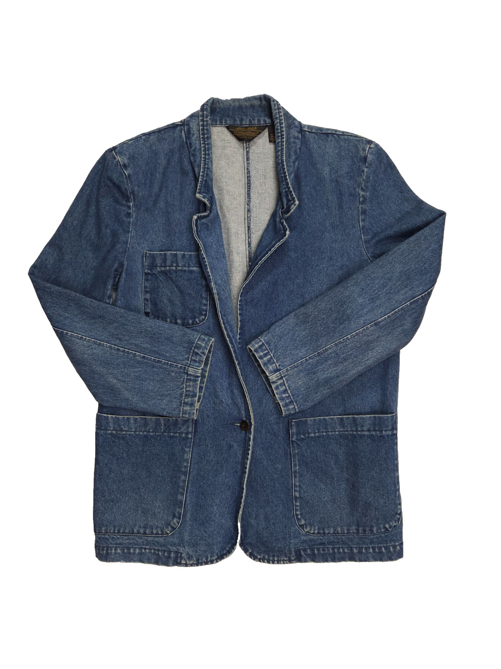 Vintage Eddie Bauer Denim Blazer Women's Large One Button Chore Coat